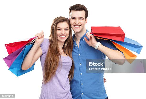 Couple With Shopping Bags Stock Photo - Download Image Now - Couple - Relationship, Shopping Bag, Adult