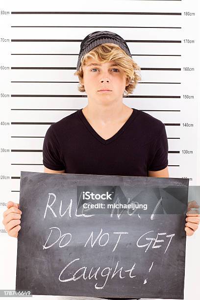 Teen Boy Mug Shot Stock Photo - Download Image Now - Mug Shot, In A Row, Police Force