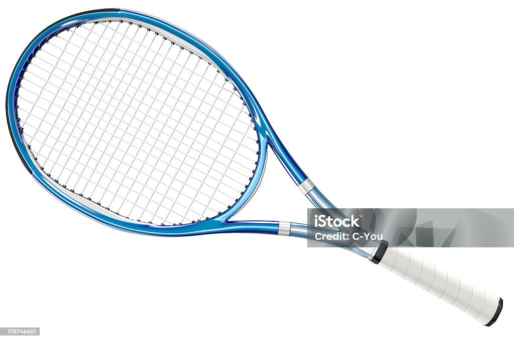 Raqueta de tenis de estilo azul - Foto de stock de Raqueta de tenis libre de derechos