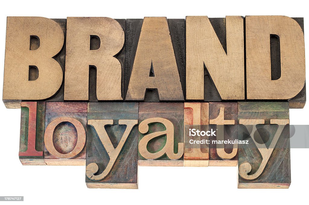 brand loyalty in wood type brand loyalty - business concept - isolated text in letterpress wood type printing blocks Business Stock Photo