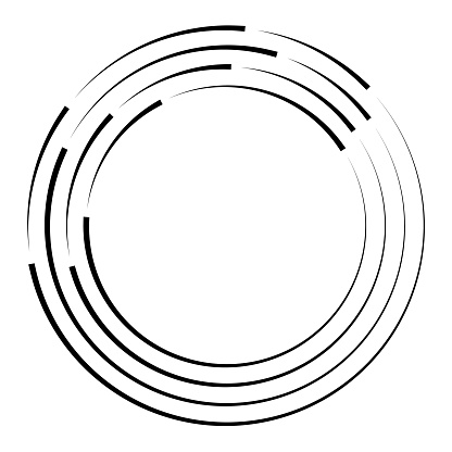 This image features an abstract composition of black circular lines with varying thicknesses, creating an effect of waves or ripples on a clean white background.