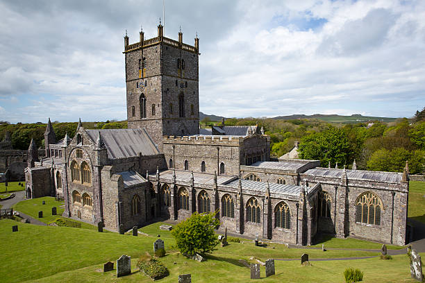 St Davids Cathedral Pembrokeshire Wales UK stock photo