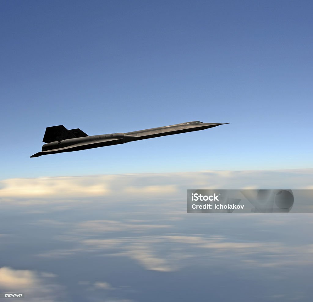 Supersonic fighter jet at high altitude High flying reconnaissance spy airplane on a mission Supersonic Airplane Stock Photo