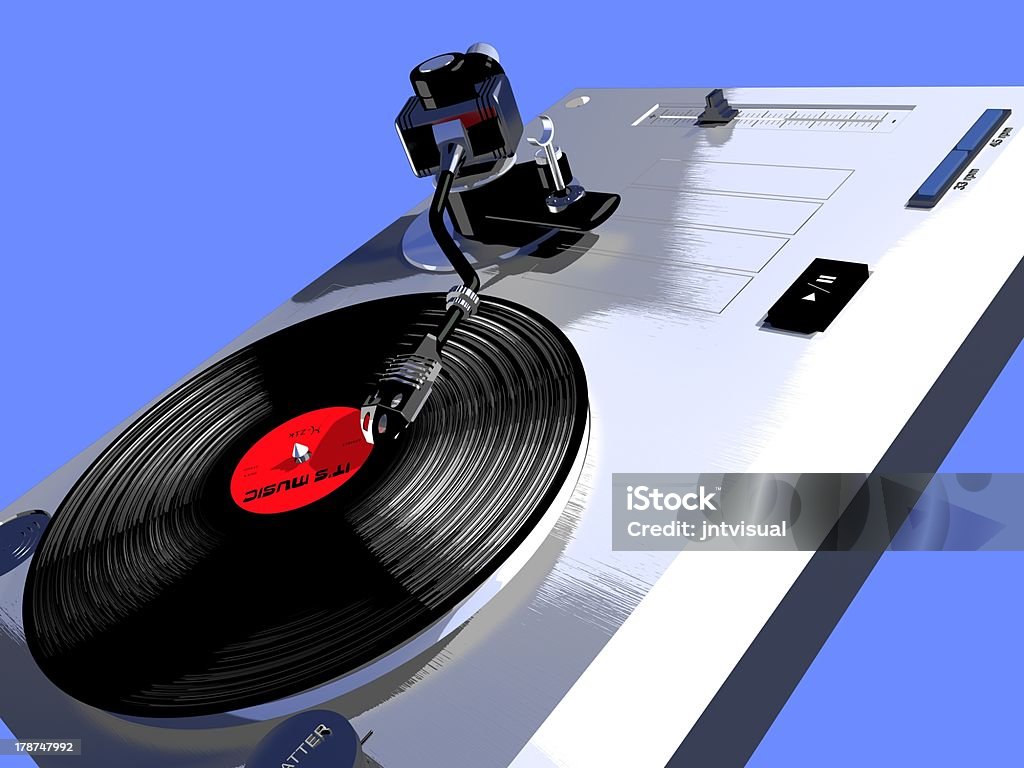 Com um leitor de discos de vinil girando - Royalty-free 1970-1979 Foto de stock