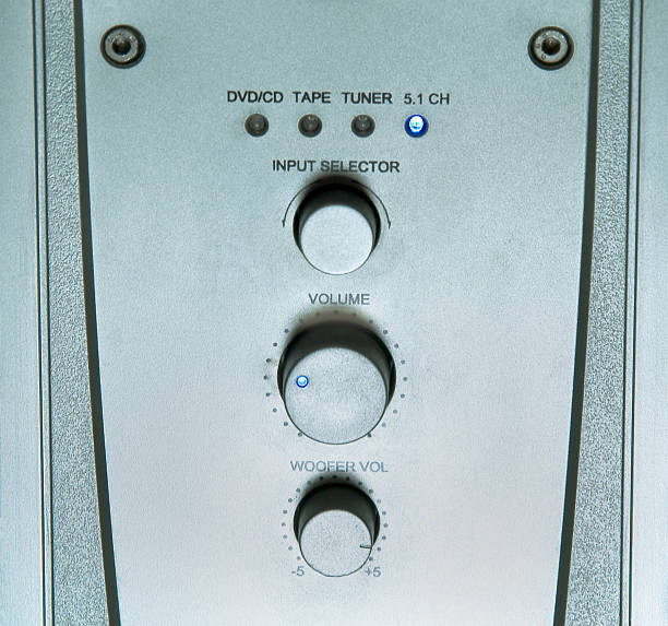 istock Stainless steel silver panel of amplifier receiver 178748003