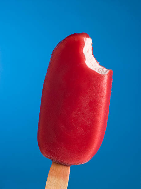 Red Ice Block With A Bite Taken