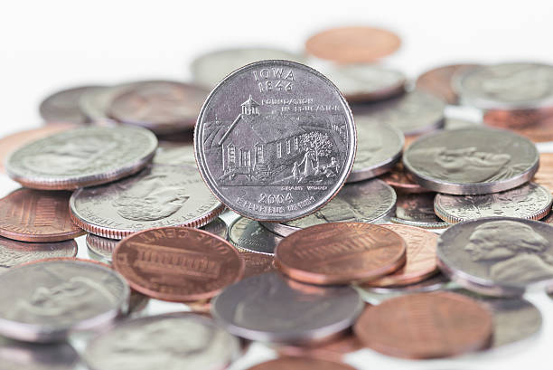 istock Iowa State Quarter with coins extreme close up 178748364