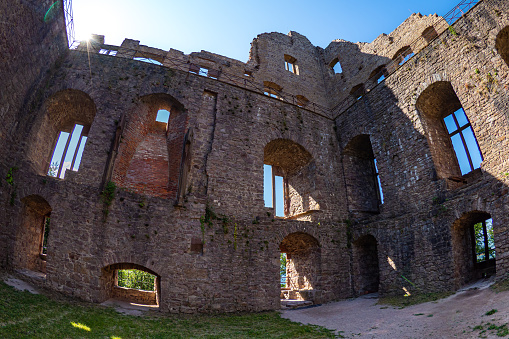 Old building with chimney in Mont Saint-Michele , France