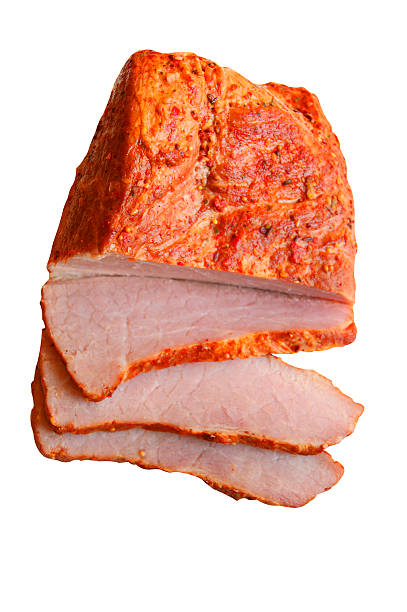 istock Piece of fresh ham on white background 178749381