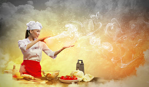 istock Asian female cooking with magic 178749647