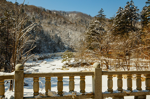 snowing mountain in korea