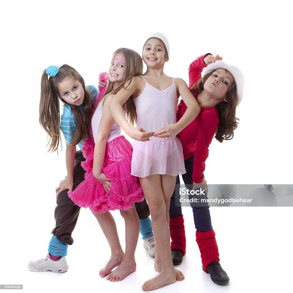 Girls from a dance school pose for photo shoot kids dance school, ballet, hiphop, street,funky and modern dancers Dance Studio Stock Photo