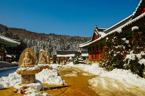 korean temple in winter