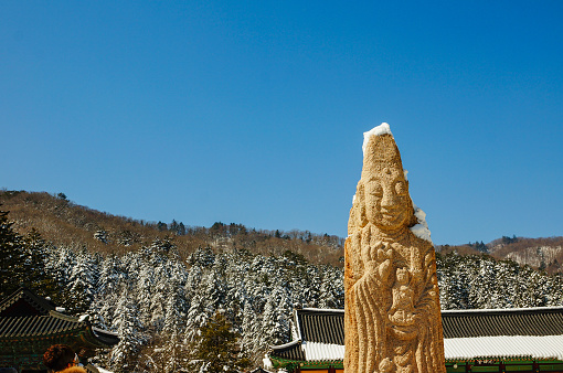 korean temple in winter