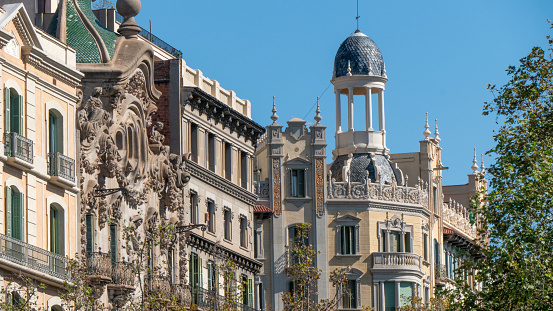 The unusual and surprising 19th / 20th century architecture in Barcelona, Spain (detail of a facade)