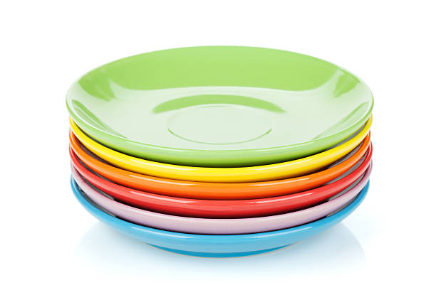 istock Set of colorful saucers 178754355