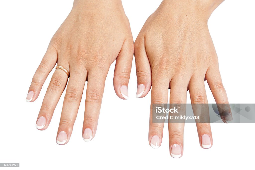 Francuski manicure na rękach - Zbiór zdjęć royalty-free (Ciało ludzkie)
