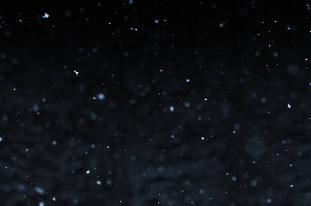 istock Bokeh of white snow on a black background. Snowfall - design element. 1787568164