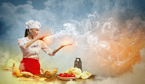 istock Asian female cooking with magic 178757163
