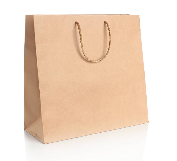 istock Paper shopping bag with handles over white background. 178757522