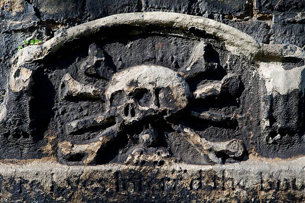 istock Skull & Crossbones Carving on a Gravestone 178757625