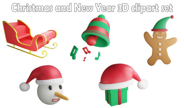 istock Christmas and new year clipart element ,3D render Christmas concept isolated on white background icon set No.7 1787578667