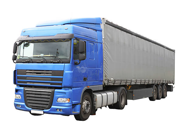 istock Big blue  truck. Isolated over white. 178758391