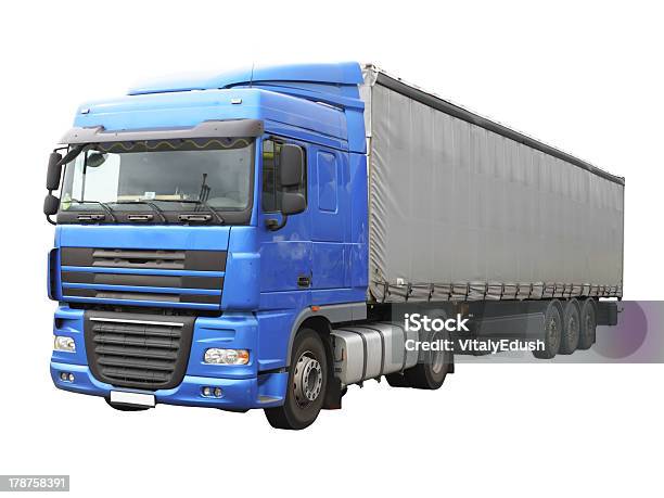 Foto de Big Blue Caminhão Isolado Sobre O Branco e mais fotos de stock de Azul - Azul, Bolsa - Objeto manufaturado, Branco