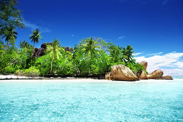 istock sunset on the beach, Anse Source d'Argent, La Digue island 178760424