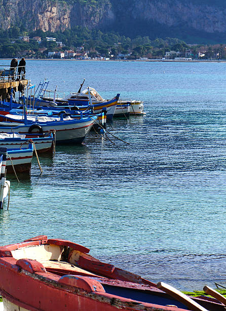 Fishermen Boats on crystalline sea stock photo