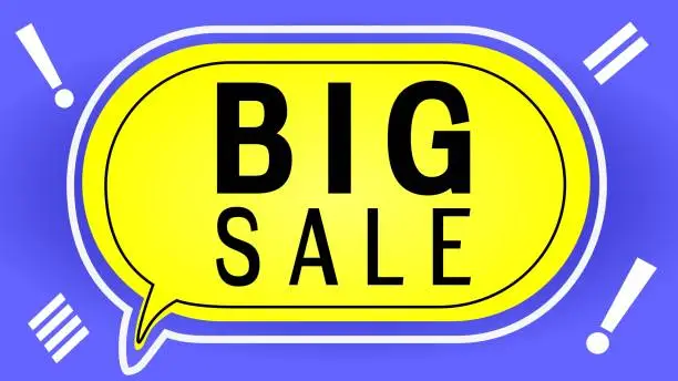 Vector illustration of Big Sale advertisement banner with text blue white and yellow colors