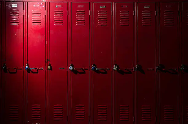 image of a row of lockers with dramatic lighting