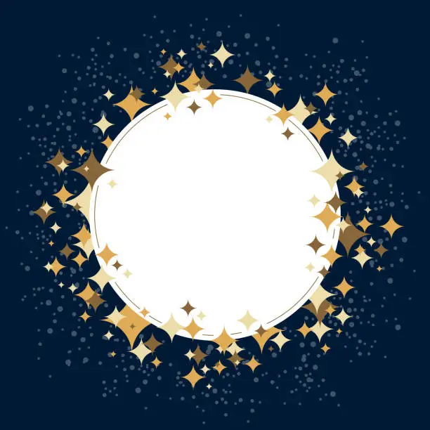 Vector illustration of Gold Celebration Blank Round Frame with Stars