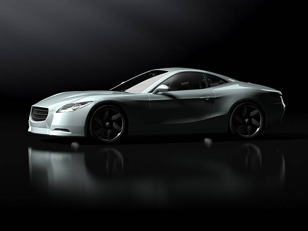istock White sports car in a dark space 178763195