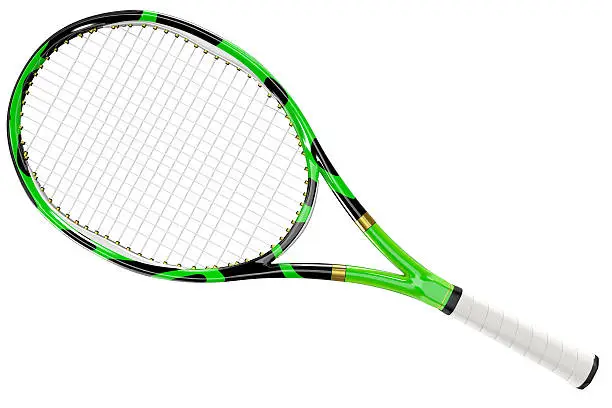 High detailed 3D tennis racket isolated on white background