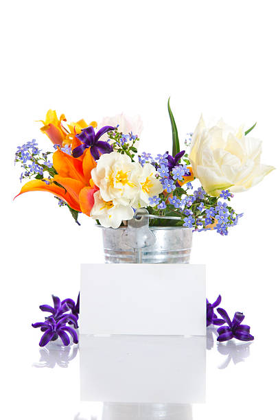 istock spring bouquet of flowers with a blank form 178763821