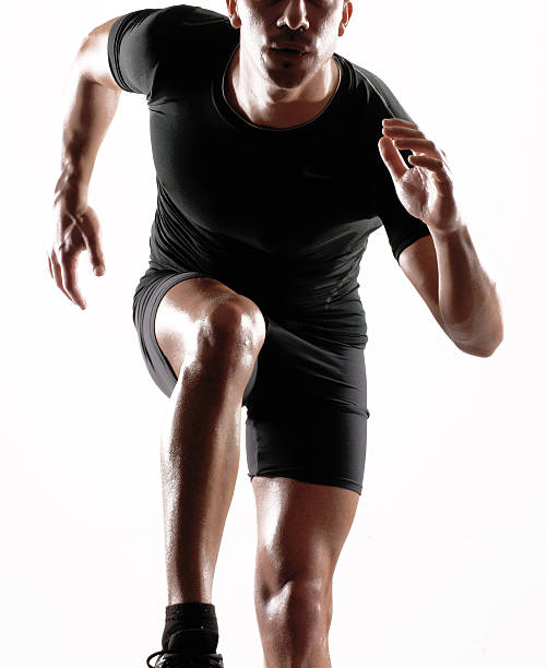 sport mann. - muscular build action human muscle black and white stock-fotos und bilder