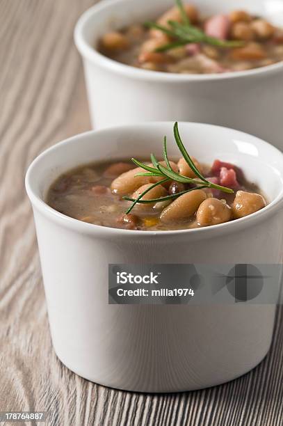 Borlotti Bean And Spelt Soup Stock Photo - Download Image Now - Bacon, Bean, Borlotto Bean