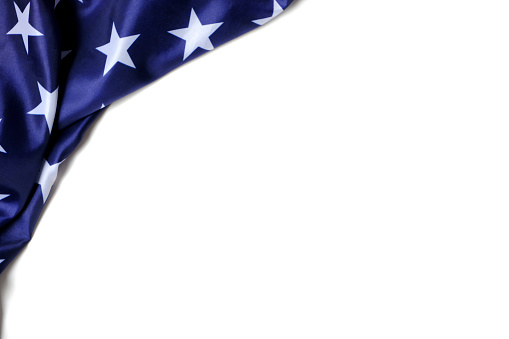 Starry blue part flag United States America white background