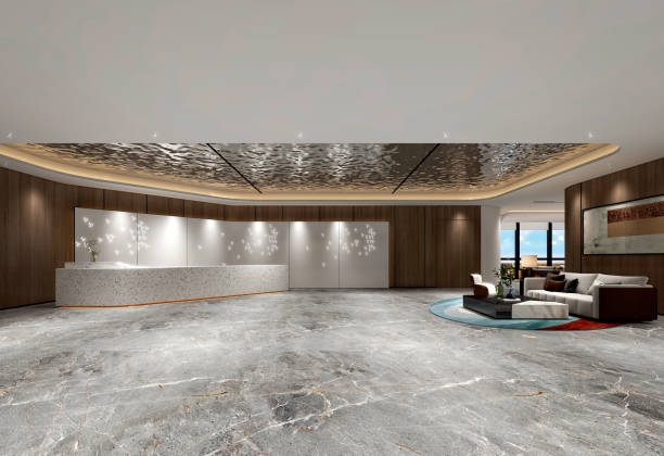 istock luxury office building entrance lobby reception hall, 3d rendering 1787660831