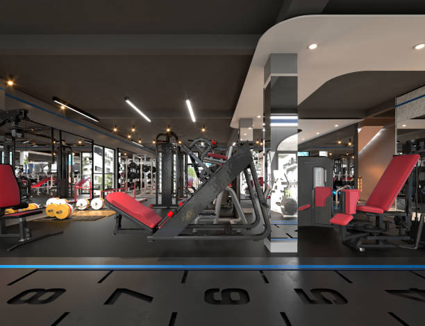 istock gym fitness workout center, 3d render 1787662747