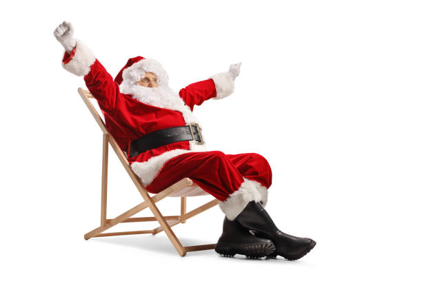 istock Excited Santa claus enjoying on a deck chair 1787663157