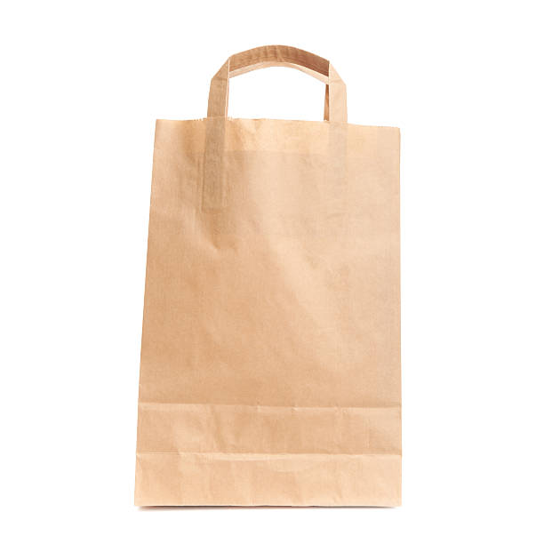 istock Modern shopping paper bag isolated on white. Front view 178766387