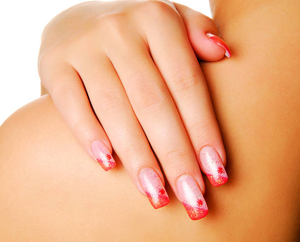 Young woman with beauty manicure stock photo