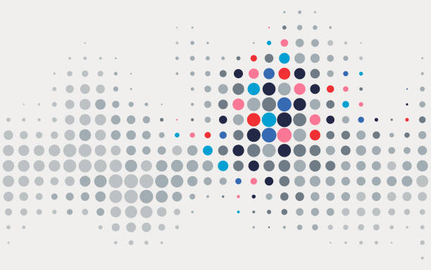 abstrakter bunter halbton-gepunkteter hintergrund - geometrische-formen stock-grafiken, -clipart, -cartoons und -symbole