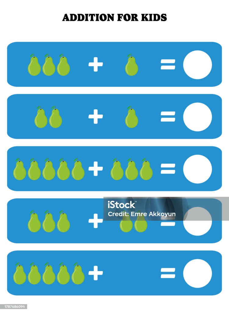 Pickle Math Addition Page Addition Page For Kids Educational Math Game For Children With Pear ...
