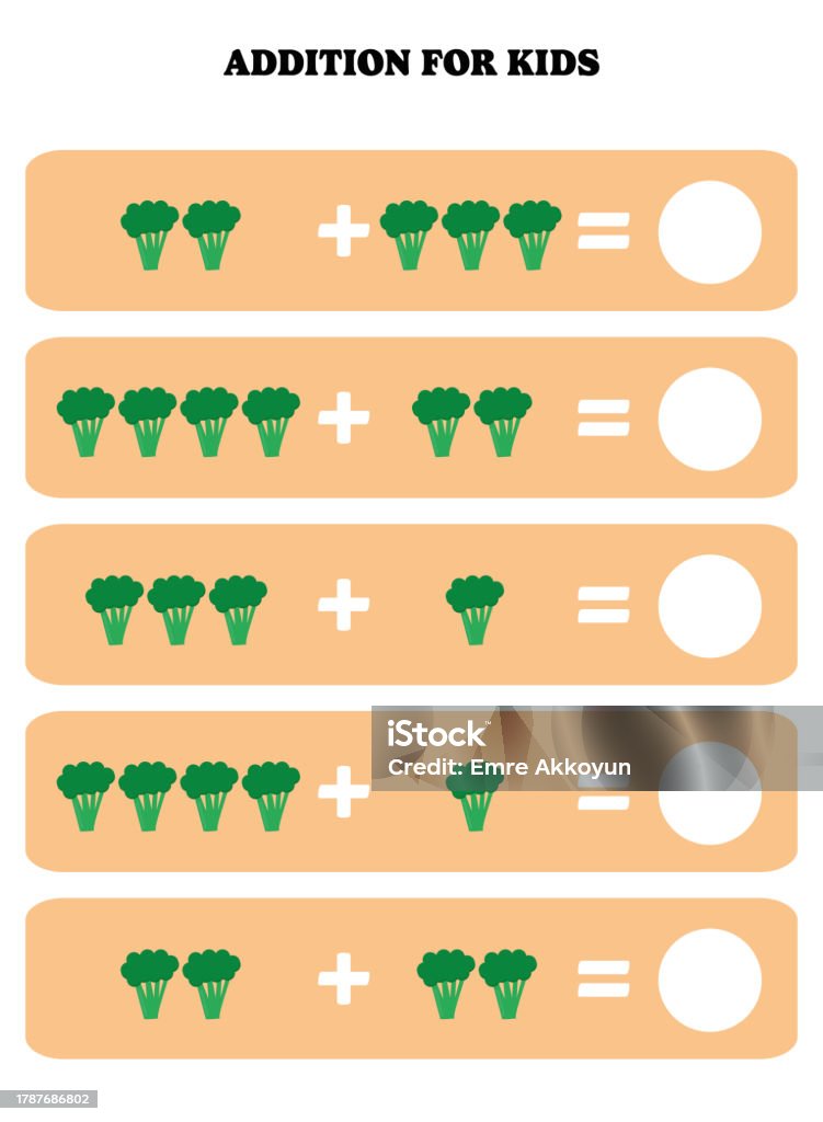Pickle Math Addition Page Addition Page For Kids Educational Math Game For Children With Broccoli ...