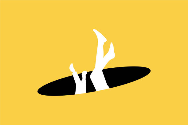 istock Business and financial crisis vector concept with businessman falling down the hole. Symbol of market crash, recession, risk, bankruptcy and loss. Eps10 illustration 1787686946