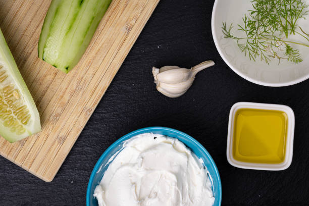 istock Cooking cucumber dill salad with strained yogurt and garlic 1787686969
