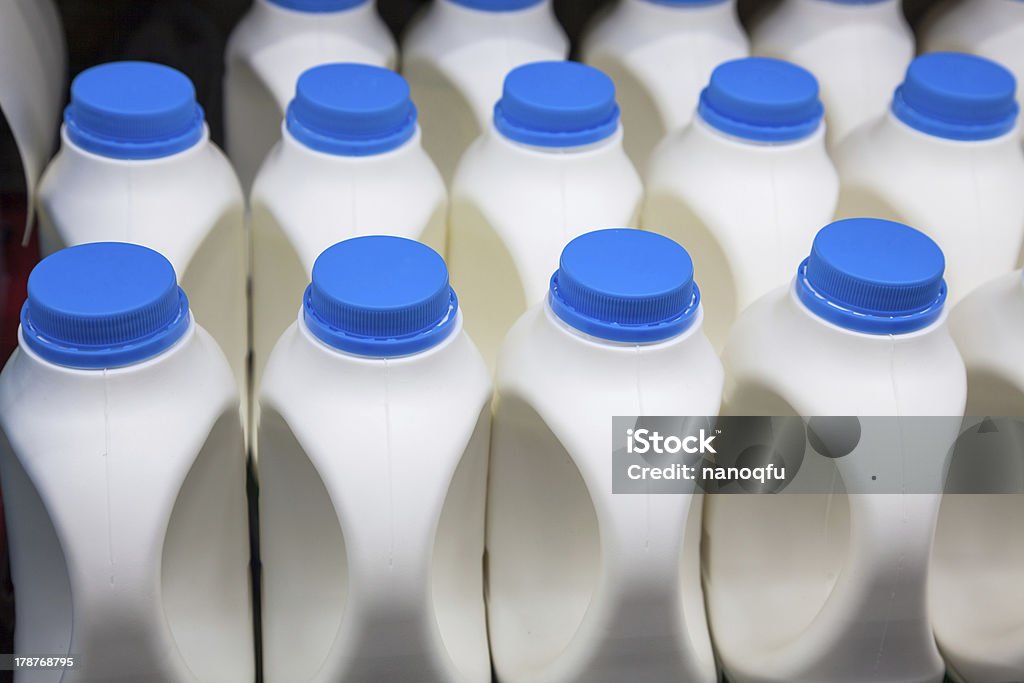 milk bottle milk bottle in a row in the market Blank Stock Photo